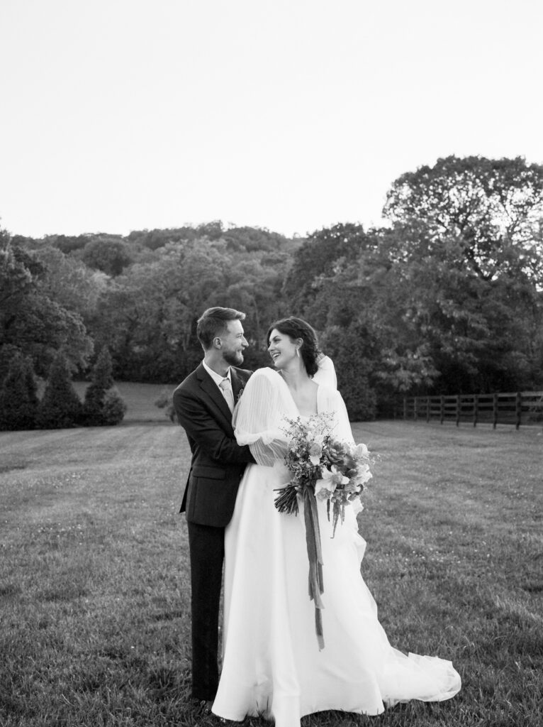 A film portrait of the bride and groom.